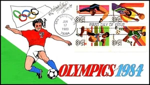 Scott C104a 28 Cents 84 Olympics Bernard Goldberg Hand Painted FDC 37 Of 99 - Picture 1 of 2