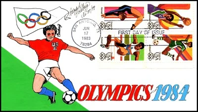 Scott C104a 28 Cents 84 Olympics Bernard Goldberg Hand Painted FDC 37 Of 99 - Image 1 of 2