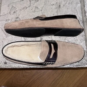 Mint Cole Haan Crocodile Print Leather Shearling Fur Loafers Shoes Slipper 11.5 - Picture 1 of 7