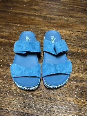 Alegria Lena Teal 佩斯利印花双带拖鞋凉鞋带尺寸 38 美国 7-7.5 — 第 1/4 张图片