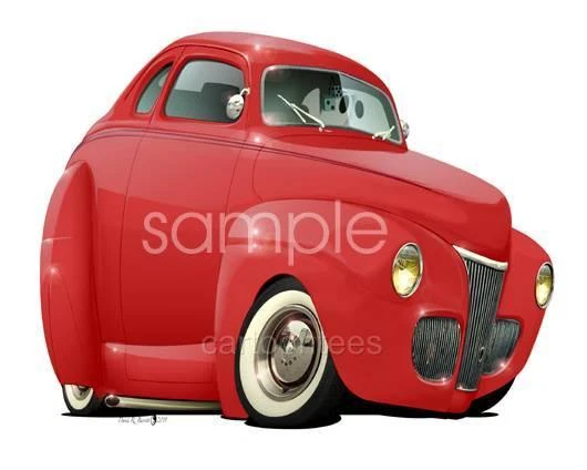 1941 Coupe Automotive Cartoon Tshirt 6103 vintage antique auto classic - Image 1 of 1