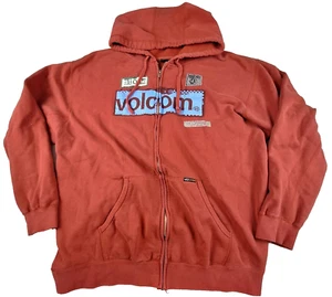 Volcom Spell Out Full Zip Hoodie  Mens XL Red y2k Grunge Skate Surf Style - Picture 1 of 22
