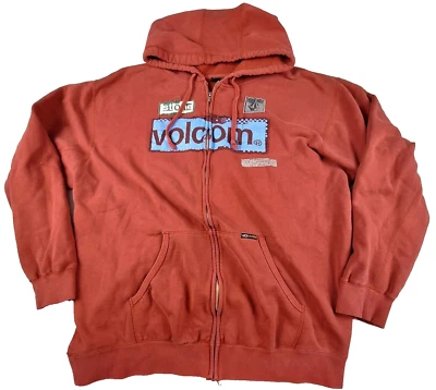 Volcom Spell Out Full Zip Hoodie  Mens XL Red y2k Grunge Skate Surf Style - Image 1 of 4