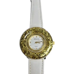 Kirks Folly/Moon Glitter Women's Glitter Gel Gold Tone Quartz Watch  Working - Picture 1 of 2