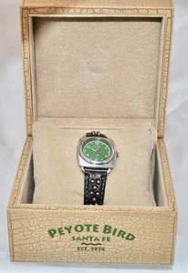 Estate Peyote Bird of Santa Fe Green Dial Watch Silver Brad Leather Band - Bild 1 von 11