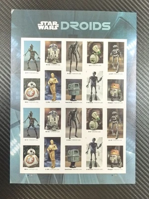 US Stamp STAR WARS DROIDS Scott # 5573 - 5582  5 sheets of 20/A total of 100 - Image 1 of 2