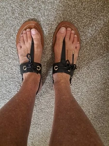 Kate Spade Thong Flats Sandals Black Size 9 Likenew - Picture 1 of 12