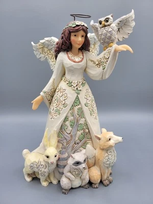Jim Shore White Woodland Angel With Forest Animals "Beauty Abounds" 4056968 - Image 1 of 4