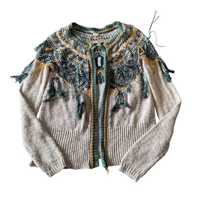 BKE уловки открытый бахрома кардиган свитер женский размер S желтовато-коричневый богемное вязание - Изображение 1 из 4