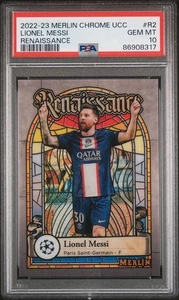 2022-23 Topps Merlin Chrome Lionel Messi Renaissance PSA 10 Case Hit Paris SG - Bild 1 von 2