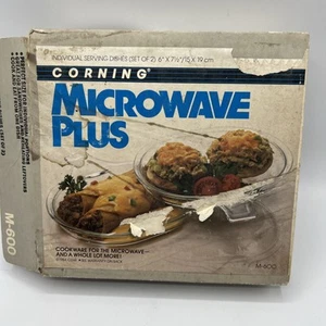 Corning Microwave Plus Glass Individual Serving Dishes Set of 2 Vintage 1984 - Picture 1 of 6
