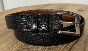 ZELLI ITALY Original Eidechse Gürtel Herren 42 schwarz Handarbeit Kleid altes Geld Luxus " - Bild 1 von 6