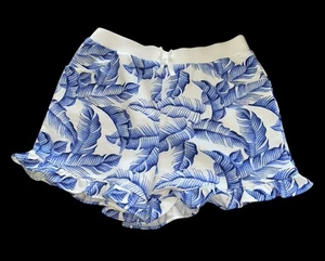 Janie And Jack GIRLS Blue & White Floral Beach Ruffled Elastic Waist Shorts - Picture 1 of 4