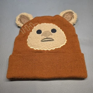 Star Wars Ewok Face Beanie OSFM Boys 14 And Up Winter Hat Cap Brown Tan Sherpa - Picture 1 of 7