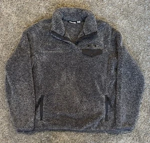 L.L. Bean Damen grau Fleece Sherpa Pullover Sweater M Druckknopfausschnitt Freizeit - Bild 1 von 4