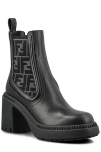 Fendi Domino Signature FF Logo Leder Biker Kampf Stiefeletten Absätze $ 1290 - Bild 1 von 24