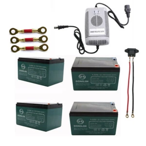 4pc 12V 12AH 6-DZM-12 Compatible Battery 48V Charger GO KART ATV Golf Cart - Picture 1 of 8