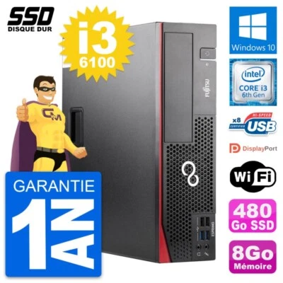 PC Fujitsu Esprimo D556 DT Intel Core i3-6100 RAM 8Go SSD 480Go Windows 10 Wifi - Imagen 1 de 4