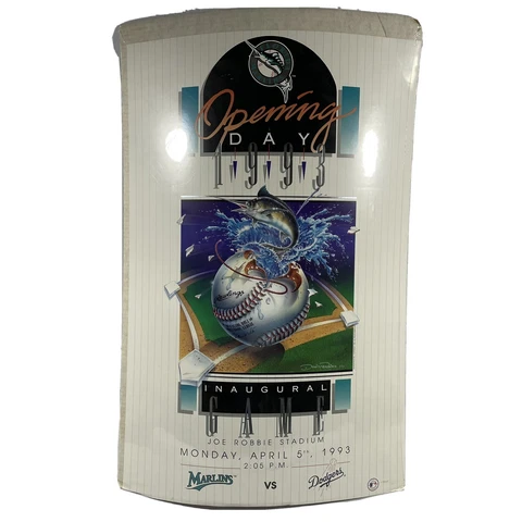 Miami Florida Marlins 1993 Opening Day Inaugural Game Poster With Certificate Cover