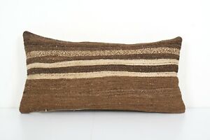 Vintage Brown Turkish Hemp Kilim Pillow Cover - Coush Boho Cushion