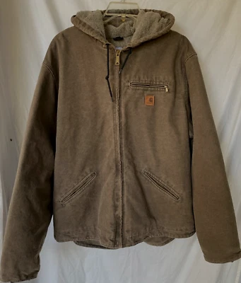 CARHARTT DE COLECCIÓN... LONA CAQUI... FORRADA DE VELLÓN... TRABAJO... CHAQUETA... CAPUCHA... HOMBRES 2XL Foto 1 de 4