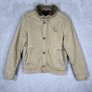 Vintage Abercrombie Jacket Mens Extra Large Brown Adirondack Faux Fur Full Zip