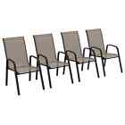 4 Pieces Garden Chairs, Stackable Outdoor Chairs With High Backrest