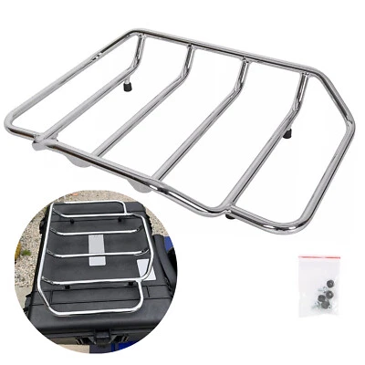Chrome Luggage Top Rack For Harley Touring Luggage Trunk Street Glide Road King - Image 1 of 4