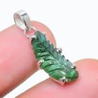 Green Leaf Tourmaline Gemstone 925 Solid Sterling Silver Jewelry Pendant 0.99"