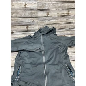 Felpa donna Athleta full zip con cappuccio grigio/blu tasche fori pollice piccola - Foto 1 di 7
