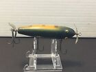 Vintage PAW PAW #2500 Flatside Wounded Minnow Wood Lure~Eyes On Side/ Green Gold