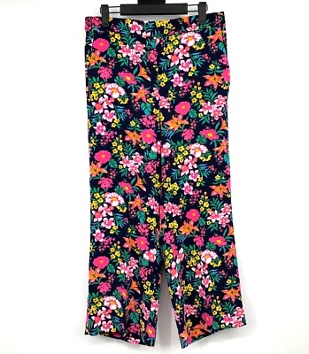 J.Crew 裤子女式 10 Jamie 花卉蓝色粉红色宽腿短口袋 — 第 1/4 张图片