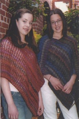 Black Purl Knitting Pattern A25 Kim and Josie - Noro Silk Garden Ponchos - Image 1 of 4