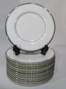 Mikasa Bone China A1-101 "Briarcliffe" 12 Salad Plates White Platinum Trim EUC - Picture 1 of 4
