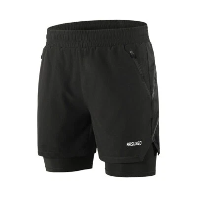 Pantalones Cortos para Correr Hombres 2 en 1 Entrenamiento Ejercicio Correr Deportes Pantalones Cortos Secado Rápido Foto 1 de 4