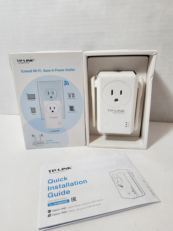 TP-LINK 300Mpbs Wi-Fi Range Extender Power Outlet Pass-though TL-WA860RE N300! - Image 1 of 4