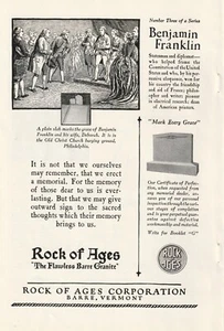 Anuncios consecutivos de 1927 Rock of Ages monumentos granito y Ponsell Floor Machine Co. - Imagen 1 de 4