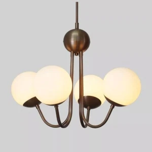 4 Globe Stilnovo Style Brass Sputnik Chandelier Fixture Handmade Light Decor - Picture 1 of 6