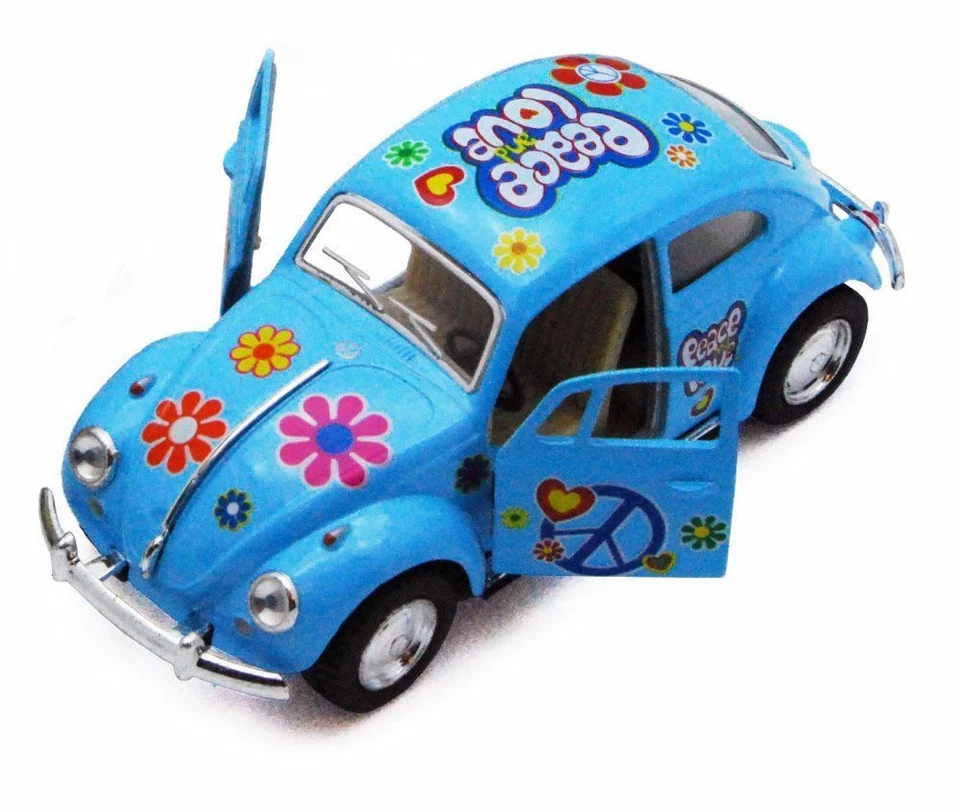 Calcomanías Kinsmart 5" 1967 VW Classic Beetle Peace diecast 1:32 Volkswagen azul Foto 1 de 1