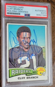 1975 TOPPS SIGNED AUTO ROOKIE CARD CLIFF BRANCH OAKLAND RAIDERS HOF 524 PSA DNA  - Picture 1 of 1
