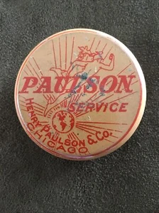 OLD ADVERTISING TIN PAULSON SERVICE HENRY PAULSON & CO CHICAGO GREAT GRAPHICS - Picture 1 of 2