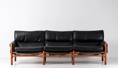 1970s Arne Norell Kontiki Sofa In Top Grade Black Leather - Image 1 of 4