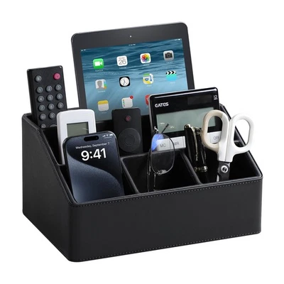 PU Leather Desk Organizer, Luxury Remote Control Holder for Home, Office Desk... - Image 1 of 4