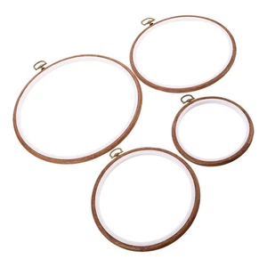 4 Pcs Embroidery Stretch Imitated Wood Round Hoop Quilting Frames - Picture 1 of 12
