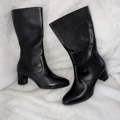 Botas Ara para mujer 6,5 negras altas suaves media pantorrilla cuero tacón bloque cremallera lateral otoño Foto 1 de 4