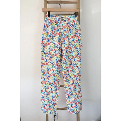 Pantalones de tiro alto vintage LAFFS cargo estampado floral 100 % algodón niñas 9-10 Foto 1 de 4