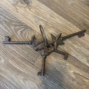Four Western Key solid Cast Iron Horse Horseshoe Boot Star  - Picture 1 of 5