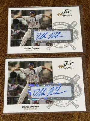 DALLAS BRADEN 2005 Just Minors Autograph RC OAKLAND ATHLETICS #7 PERFECT GAME - Image 1 of 2