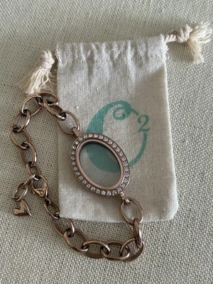 Origami Búho Oro Rosa Clásico Ovalado Medallón Cadena y Pulsera con Bolsa de Joyería "Nuevo" Foto 1 de 4