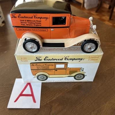 Vintage EASTWOOD Co.  1931 FORD PANEL TRUCK LIMITED ED 1:25 DieCast Bank England - Image 1 of 4